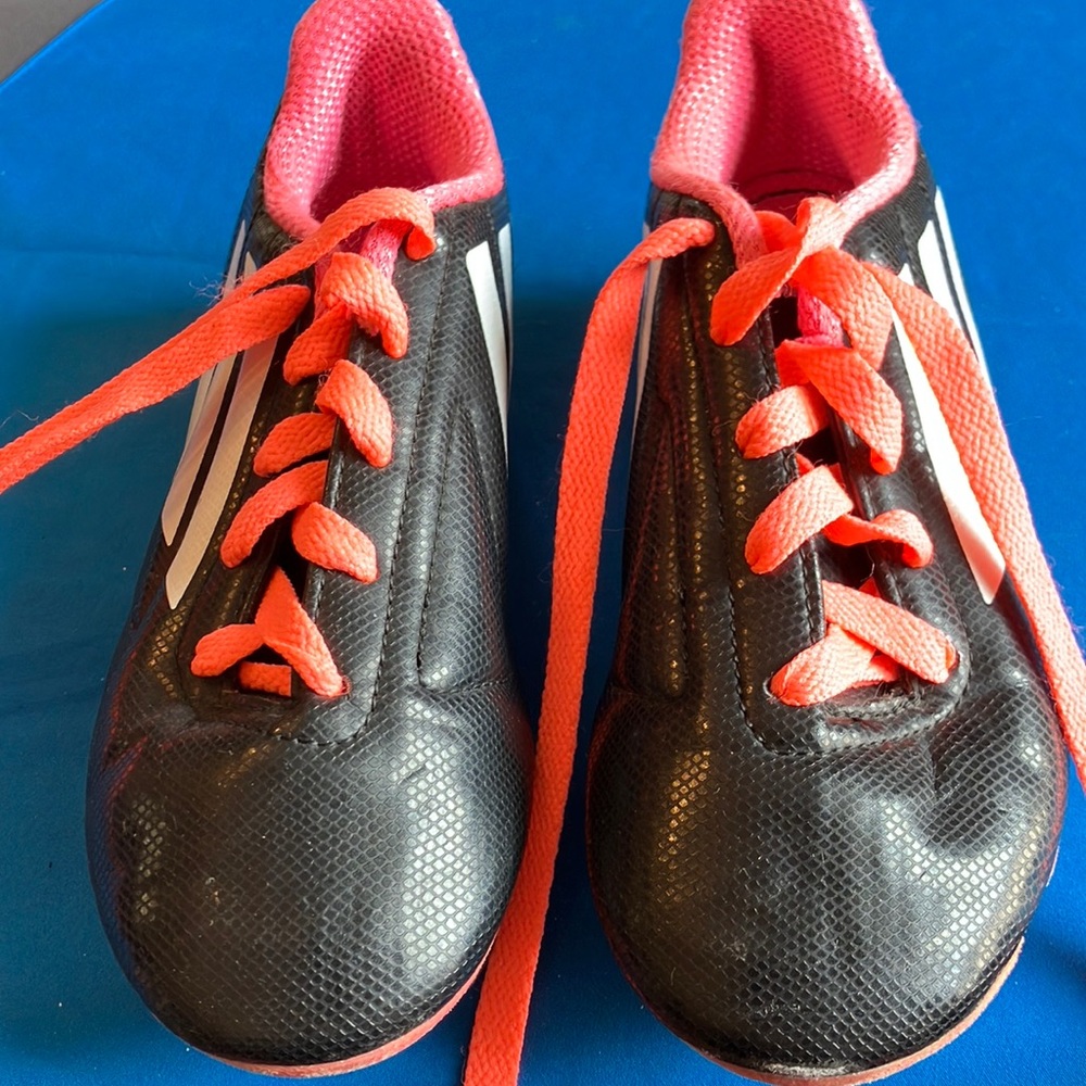 Adidas Kids Black and Pink cleats 1